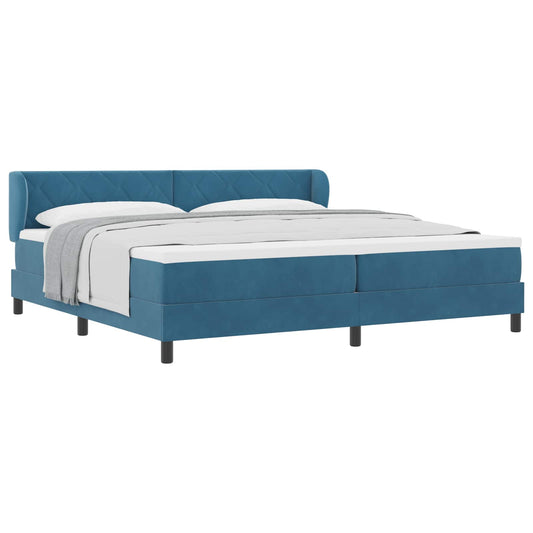 vidaXL Κρεβάτι με ελατήρια Σκούρο Μπλε 200 x 200 cm Βελούδο