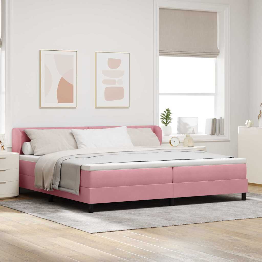 vidaXL Κρεβάτι με ελατήρια με κεφαλάρι Ροζ 200 x 200 cm Βελούδο