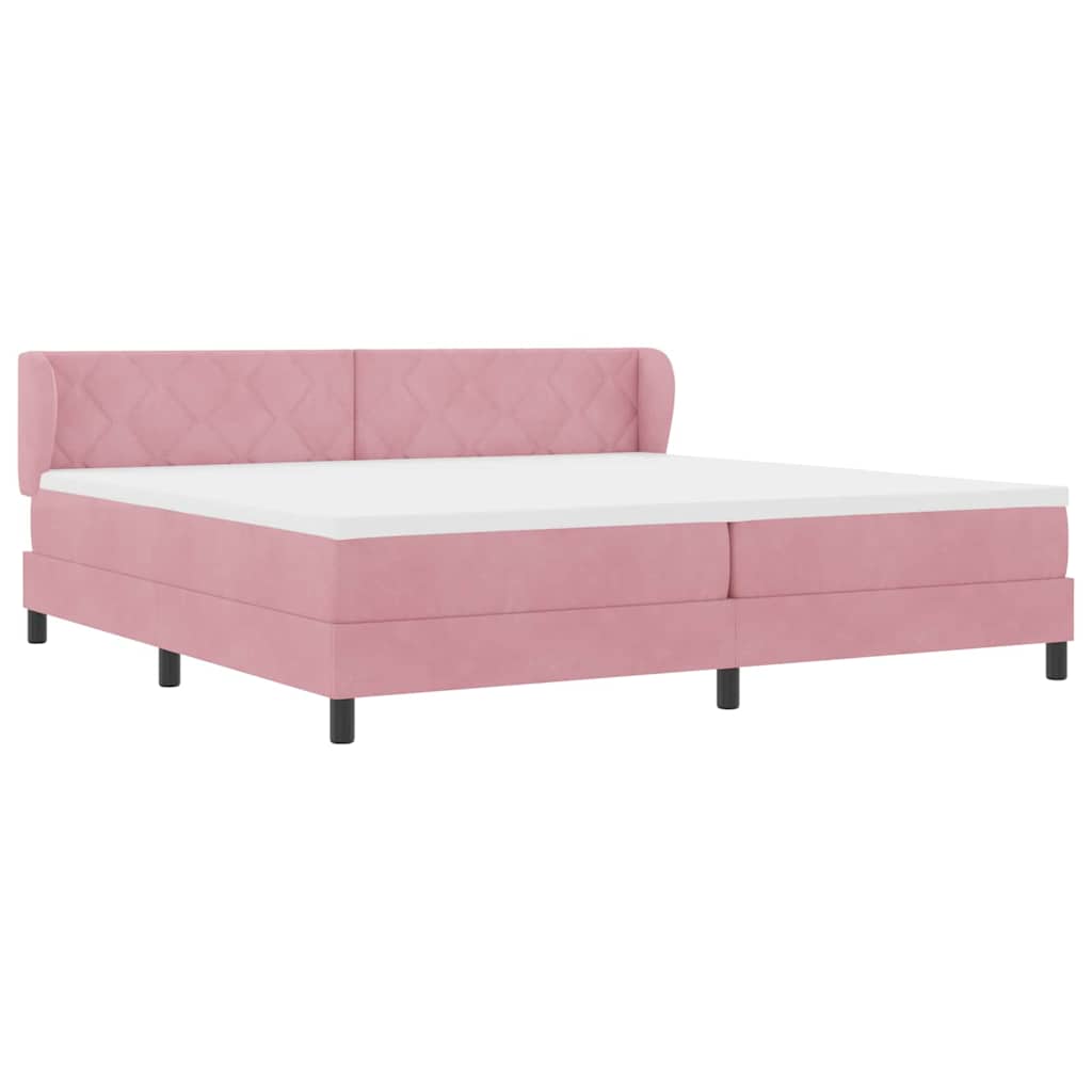 vidaXL Κρεβάτι με ελατήρια με κεφαλάρι Ροζ 200 x 200 cm Βελούδο