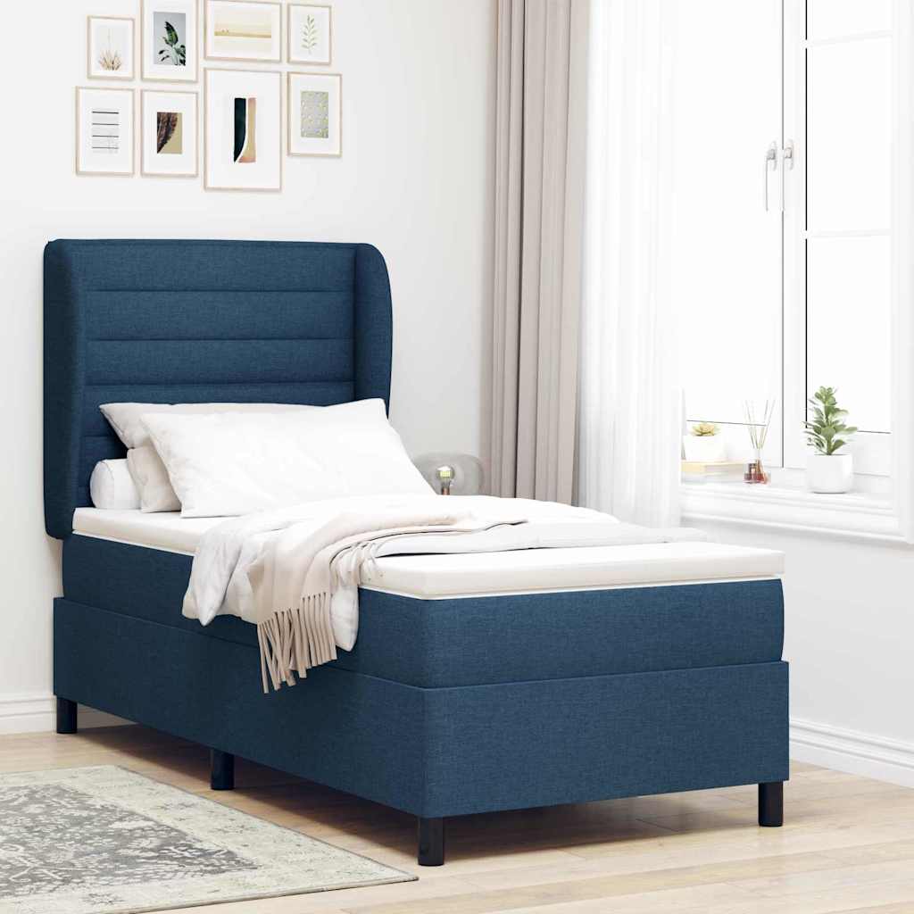 vidaXL Κρεβάτι με ελατήρια με στρώμα Μπλε 80 x 200 cm ύφασμα