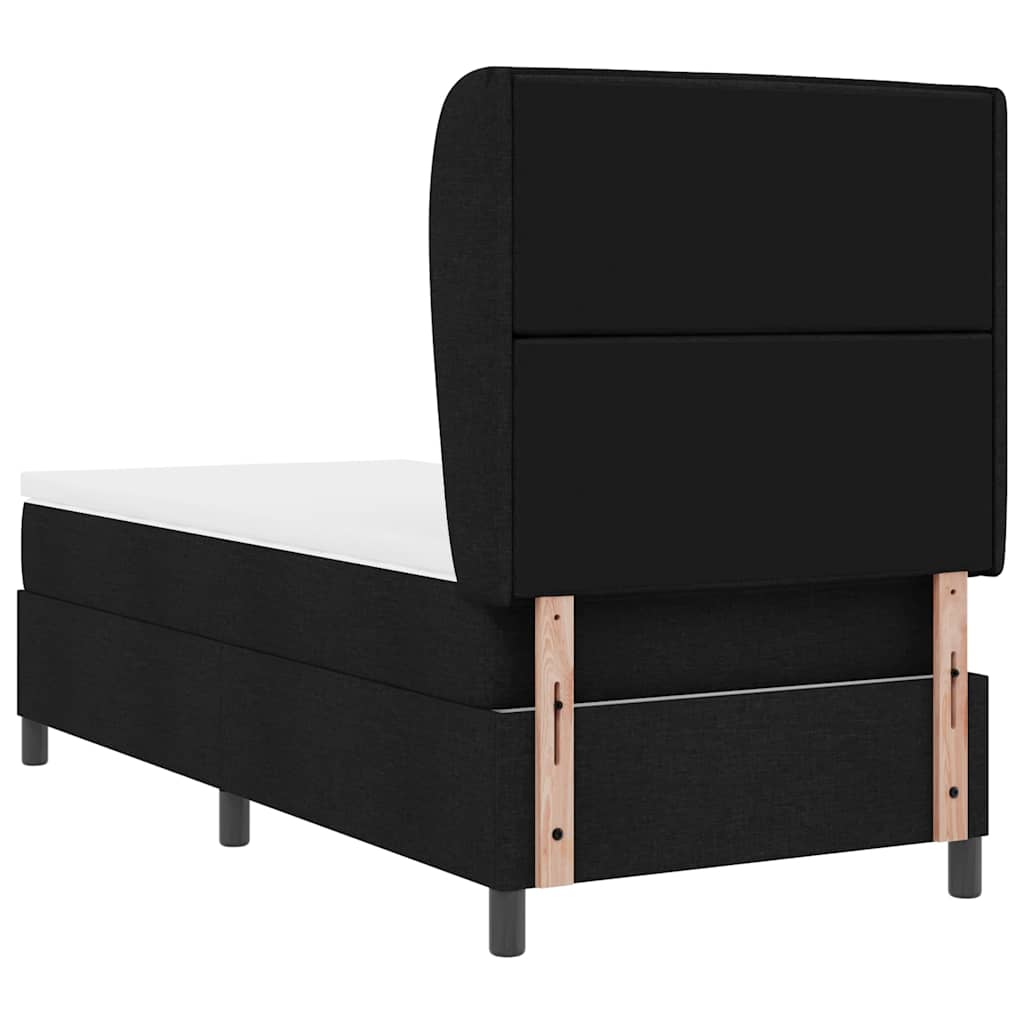 vidaXL Κρεβάτι με ελατήρια με στρώμα Μαύρο 90 x 190 cm ύφασμα