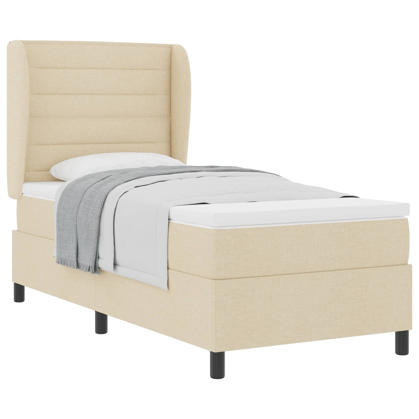 vidaXL Κρεβάτι με ελατήρια με στρώμα Κρεμ 90 x 190 cm ύφασμα