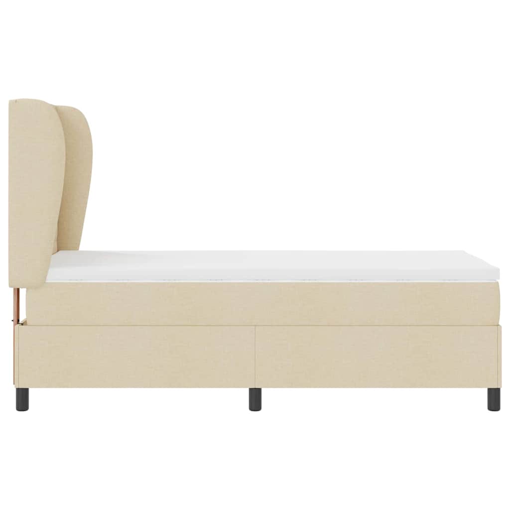 vidaXL Κρεβάτι με ελατήρια με στρώμα Κρεμ 90 x 190 cm ύφασμα