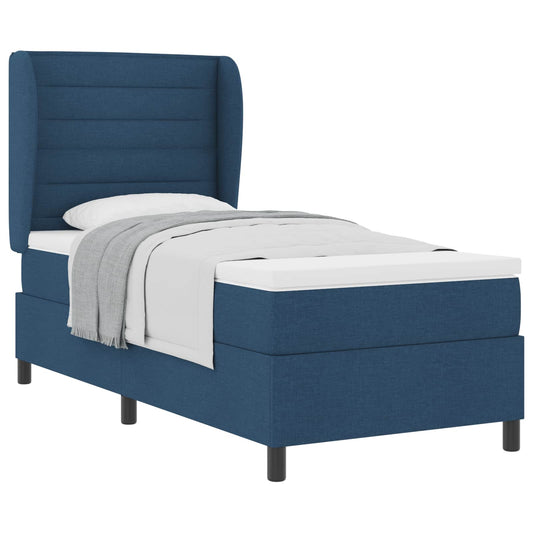 vidaXL Κρεβάτι με ελατήρια με στρώμα Μπλε 90 x 190 cm ύφασμα