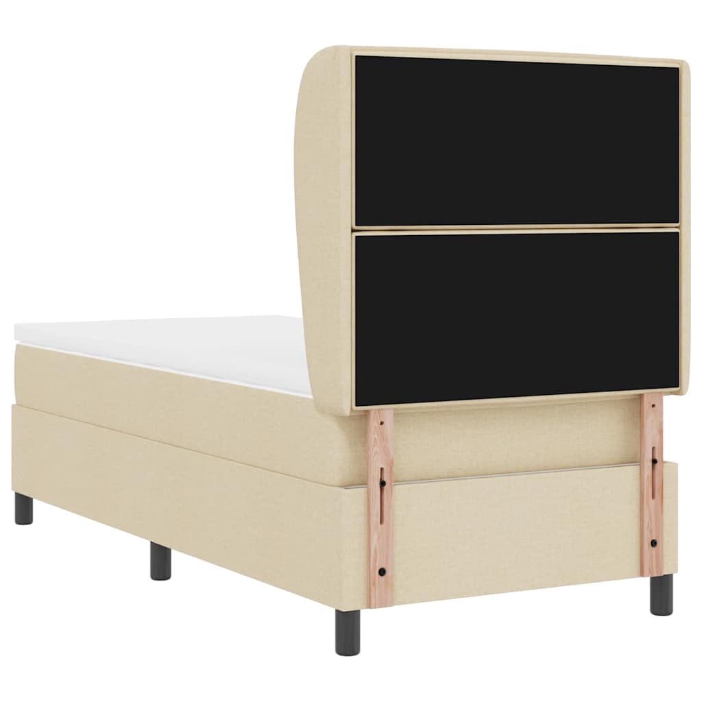 vidaXL Κρεβάτι με ελατήρια με στρώμα Κρεμ 90 x 200 cm ύφασμα
