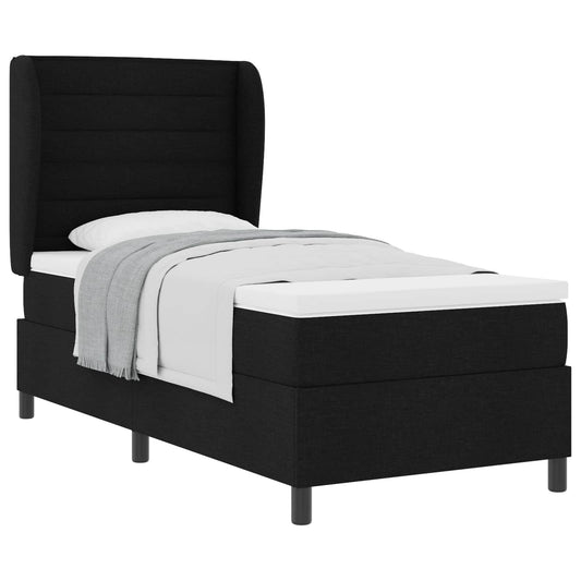 vidaXL Κρεβάτι με ελατήρια με στρώμα Μαύρο 100 x 200 cm ύφασμα