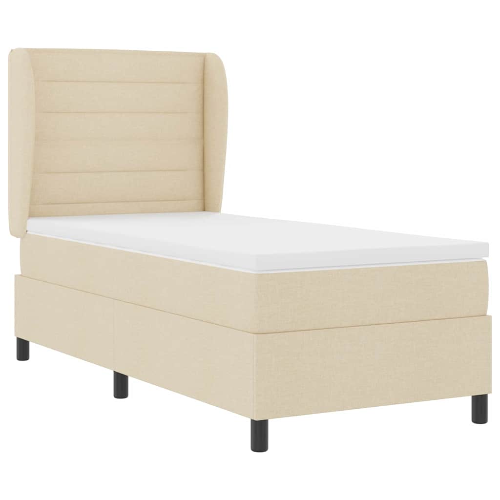 vidaXL Κρεβάτι με ελατήρια με στρώμα Κρεμ 100 x 200 cm ύφασμα
