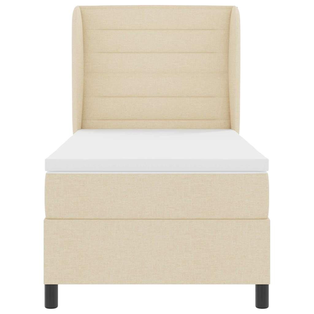 vidaXL Κρεβάτι με ελατήρια με στρώμα Κρεμ 100 x 200 cm ύφασμα