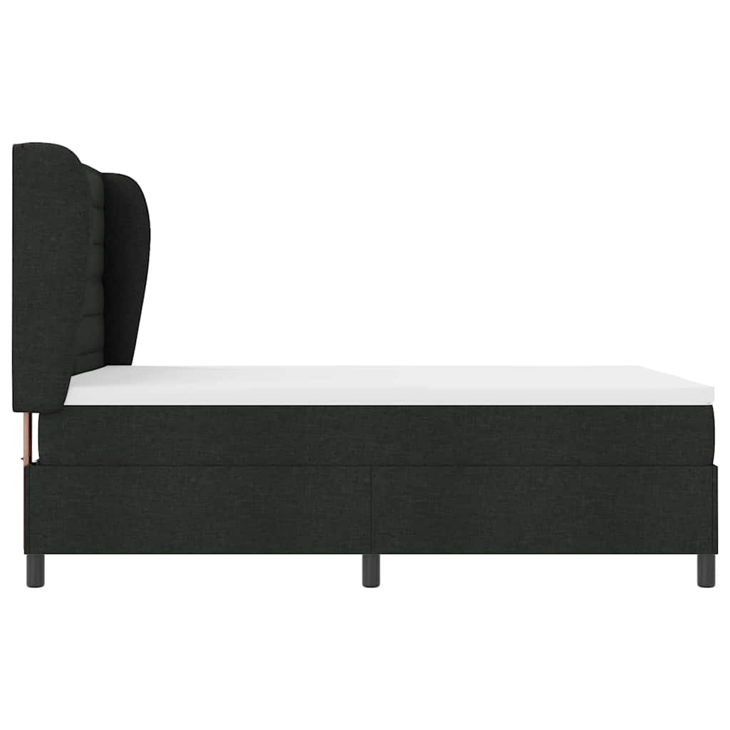 vidaXL Κρεβάτι με ελατήρια με στρώμα Μαύρο 140 x 190 cm ύφασμα