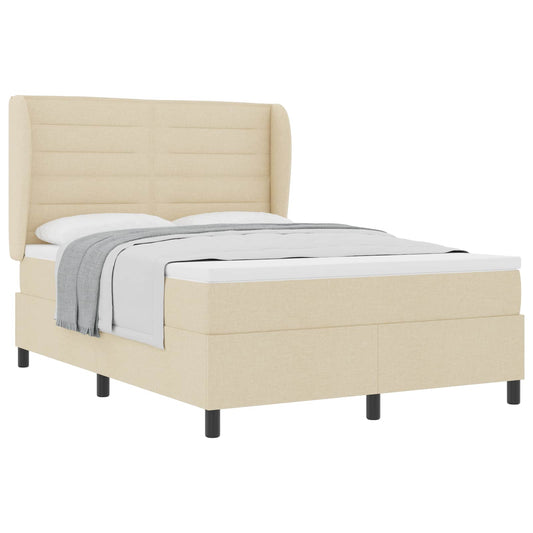 vidaXL Κρεβάτι με ελατήρια με στρώμα Κρεμ 140 x 190 cm ύφασμα