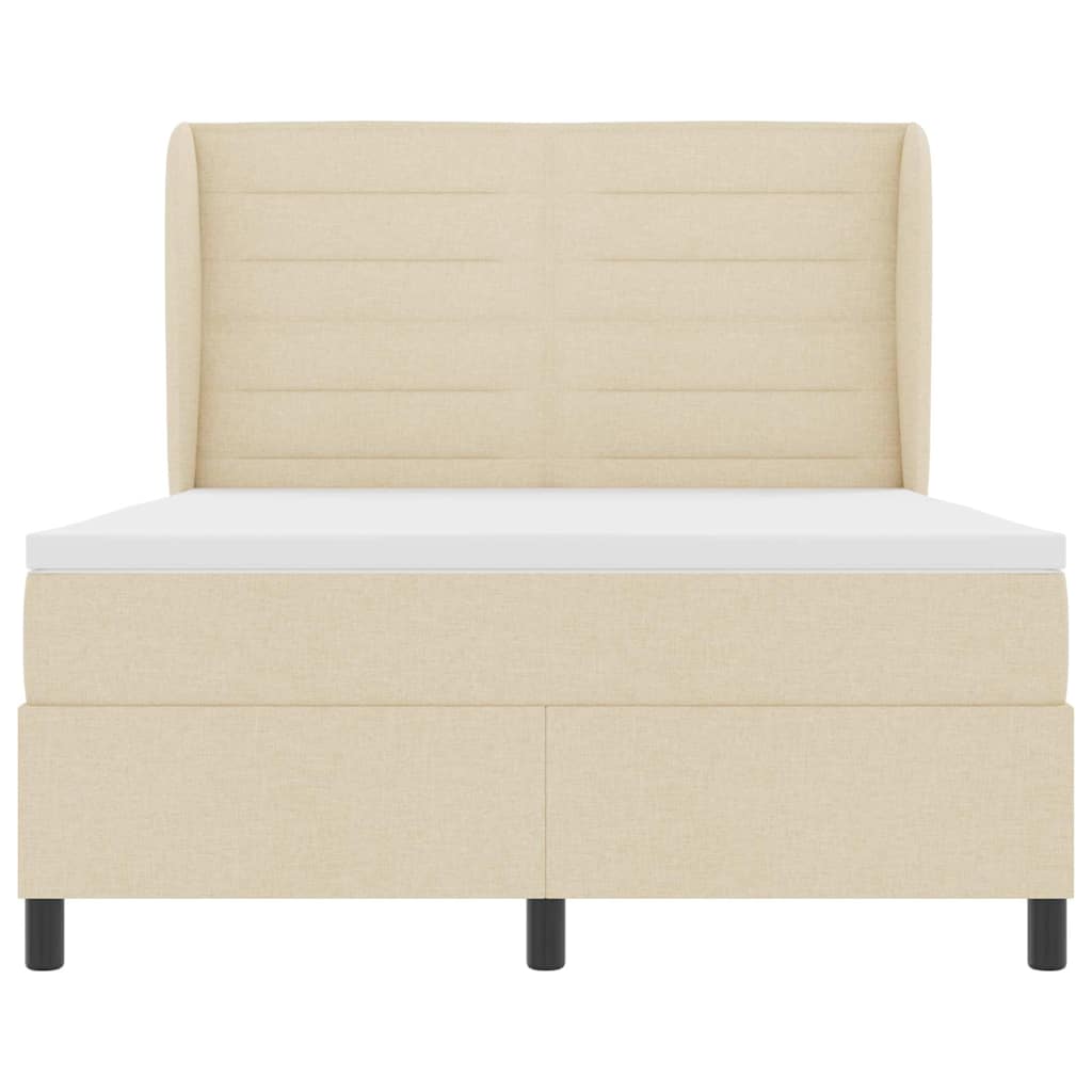 vidaXL Κρεβάτι με ελατήρια με στρώμα Κρεμ 140 x 190 cm ύφασμα