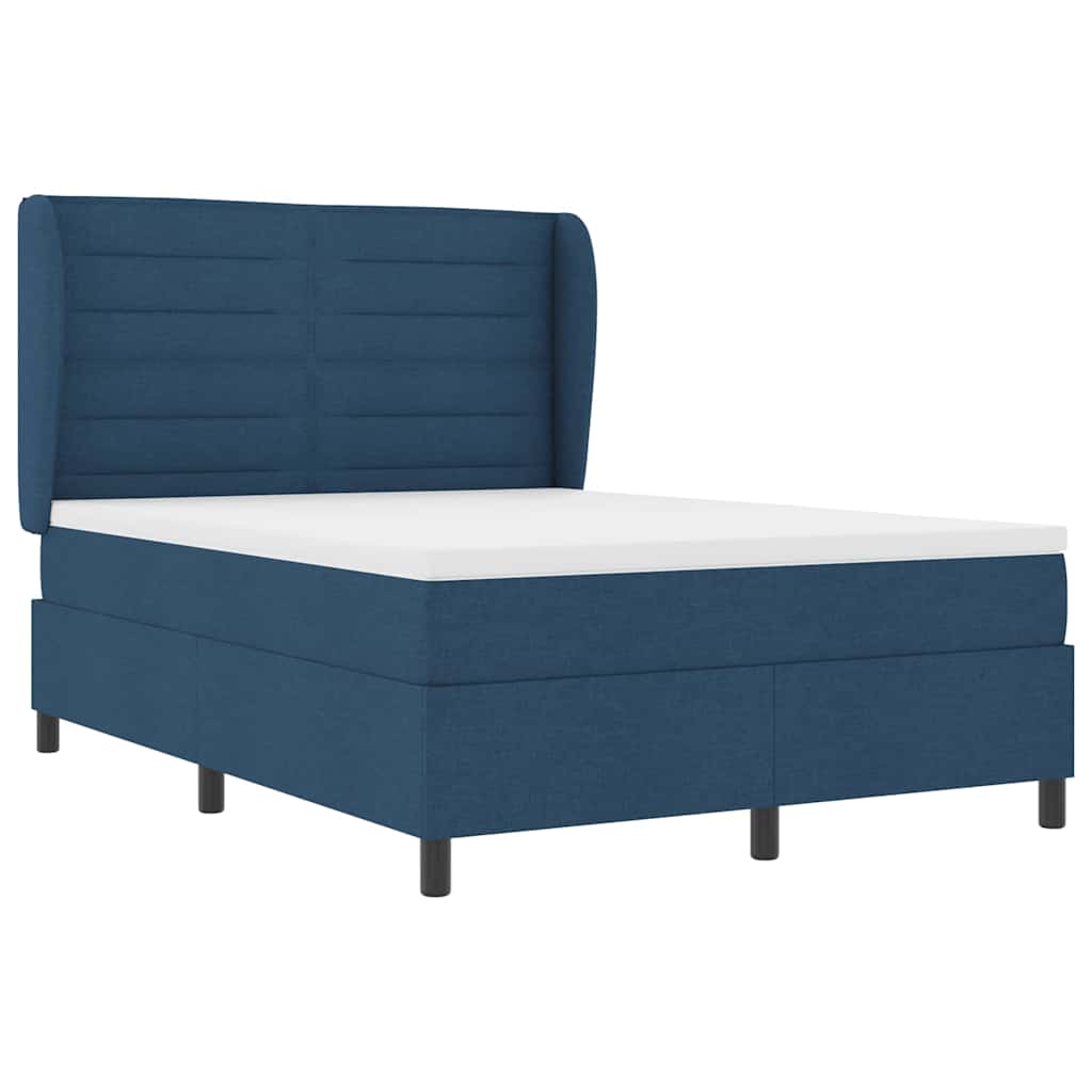 vidaXL Κρεβάτι με ελατήρια με στρώμα Μπλε 140 x 190 cm ύφασμα