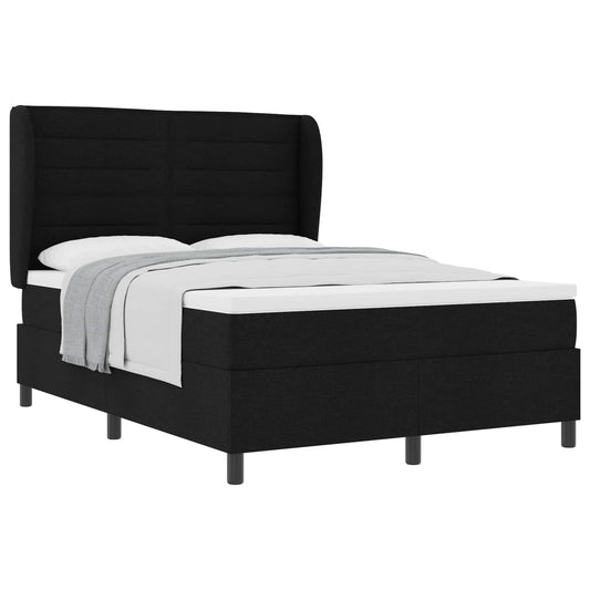 vidaXL Κρεβάτι με ελατήρια με στρώμα Μαύρο 140 x 200 cm ύφασμα