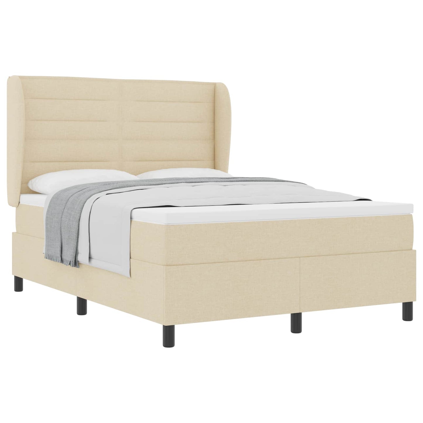 vidaXL Κρεβάτι με ελατήρια με στρώμα Κρεμ 160 x 200 cm ύφασμα