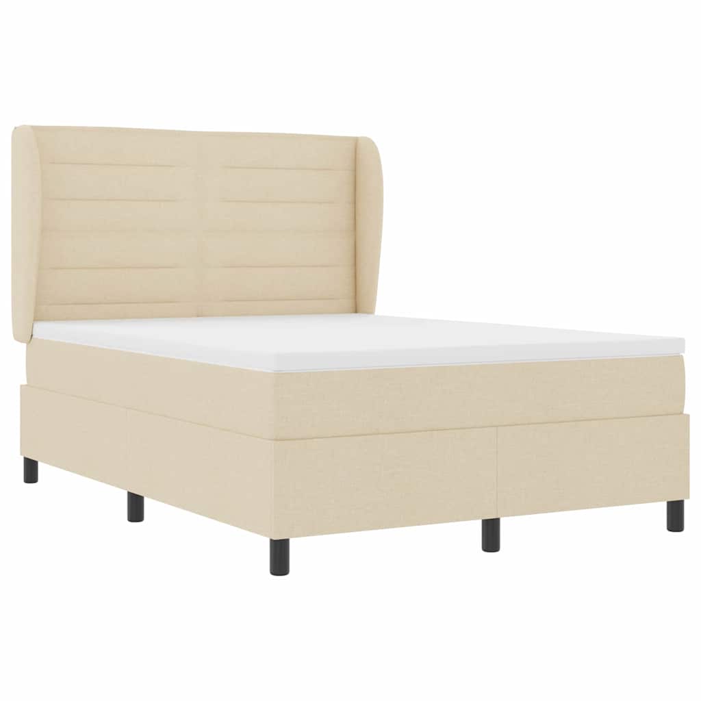 vidaXL Κρεβάτι με ελατήρια με στρώμα Κρεμ 160 x 200 cm ύφασμα