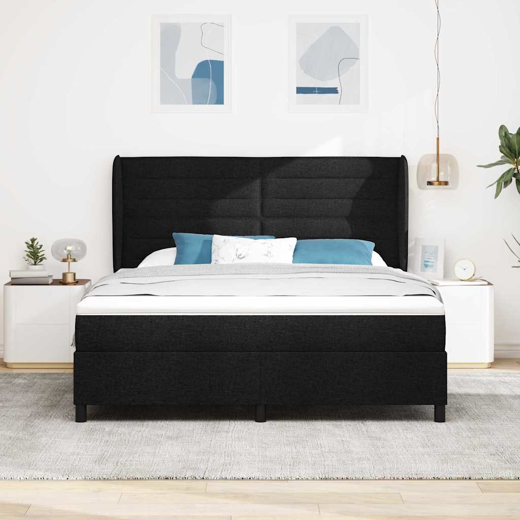 vidaXL Κρεβάτι με ελατήρια με στρώμα Μαύρο 180 x 200 cm ύφασμα