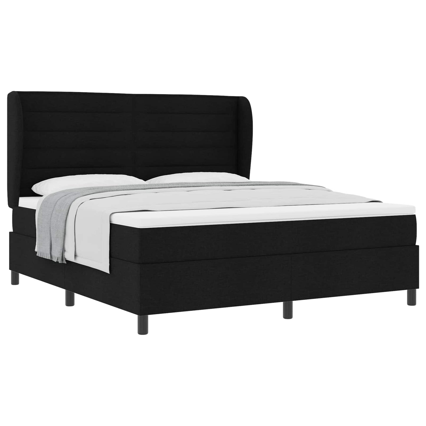 vidaXL Κρεβάτι με ελατήρια με στρώμα Μαύρο 180 x 200 cm ύφασμα