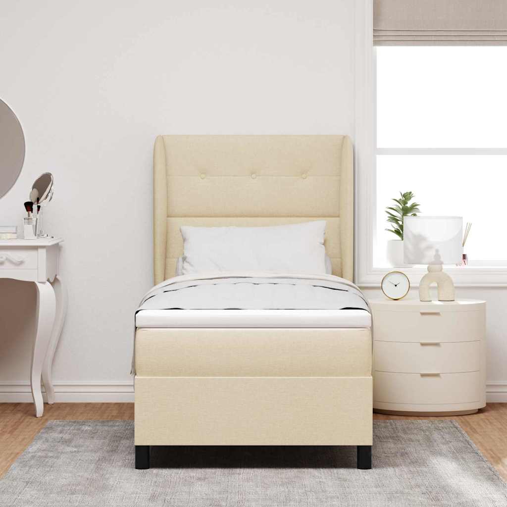 vidaXL Κρεβάτι με ελατήρια με κεφαλάρι Κρεμ 80 x 200 cm ύφασμα