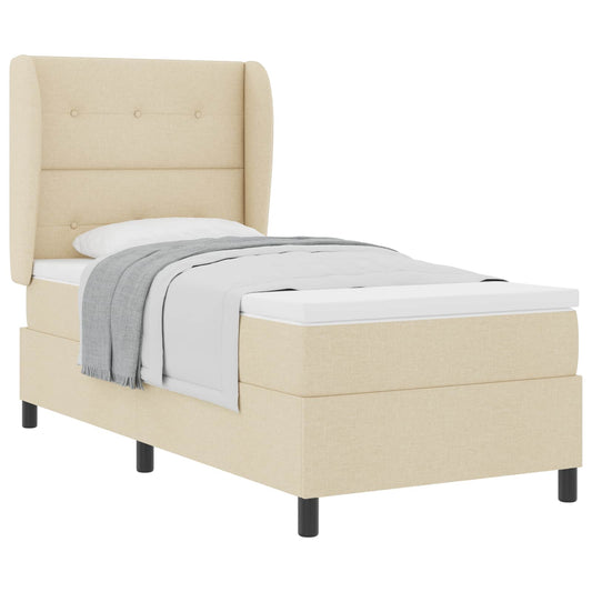 vidaXL Κρεβάτι με ελατήρια με κεφαλάρι Κρεμ 80 x 200 cm ύφασμα