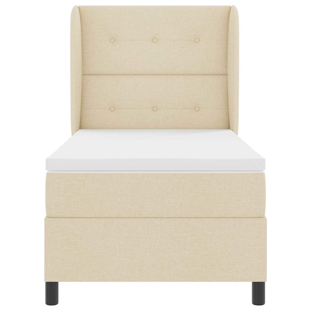 vidaXL Κρεβάτι με ελατήρια με κεφαλάρι Κρεμ 80 x 200 cm ύφασμα