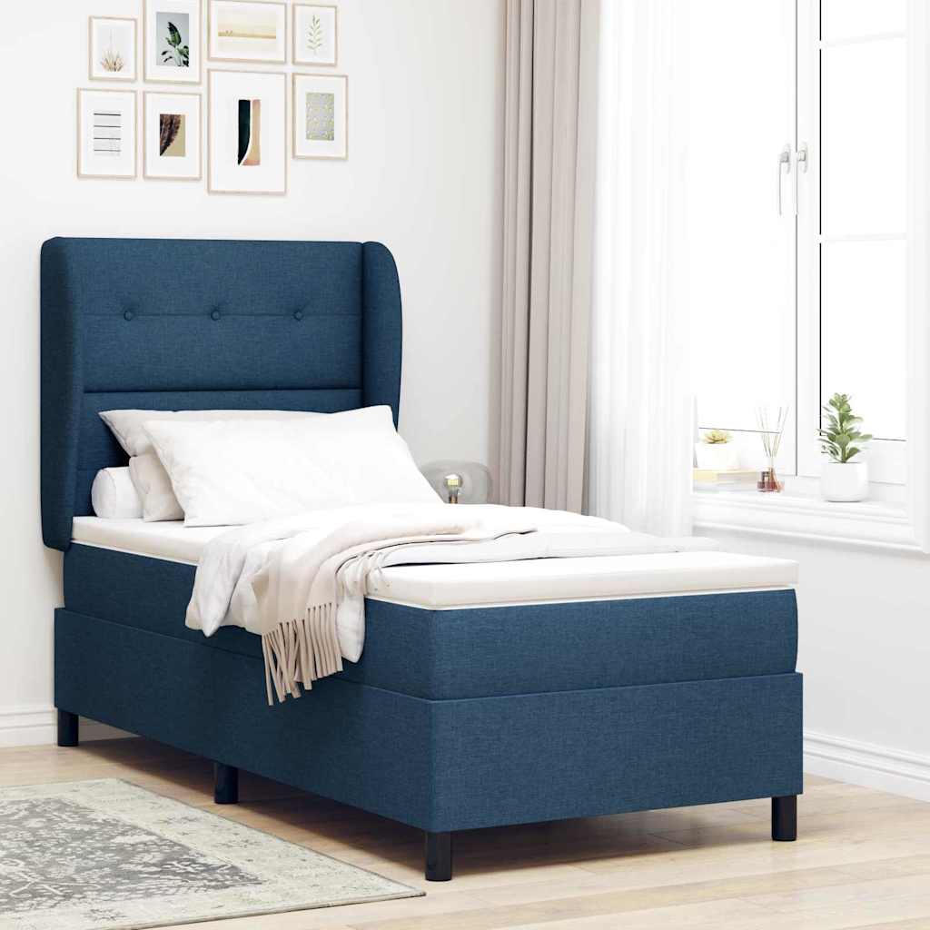 vidaXL Κρεβάτι με ελατήρια με κεφαλάρι Μπλε 80 x 200 cm ύφασμα