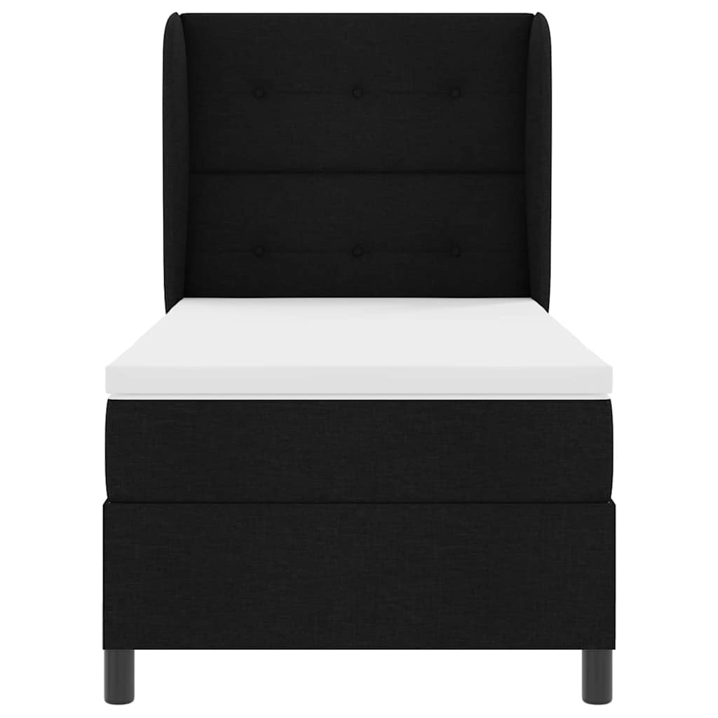 vidaXL Κρεβάτι με ελατήρια με στρώμα Μαύρο 90 x 200 cm ύφασμα