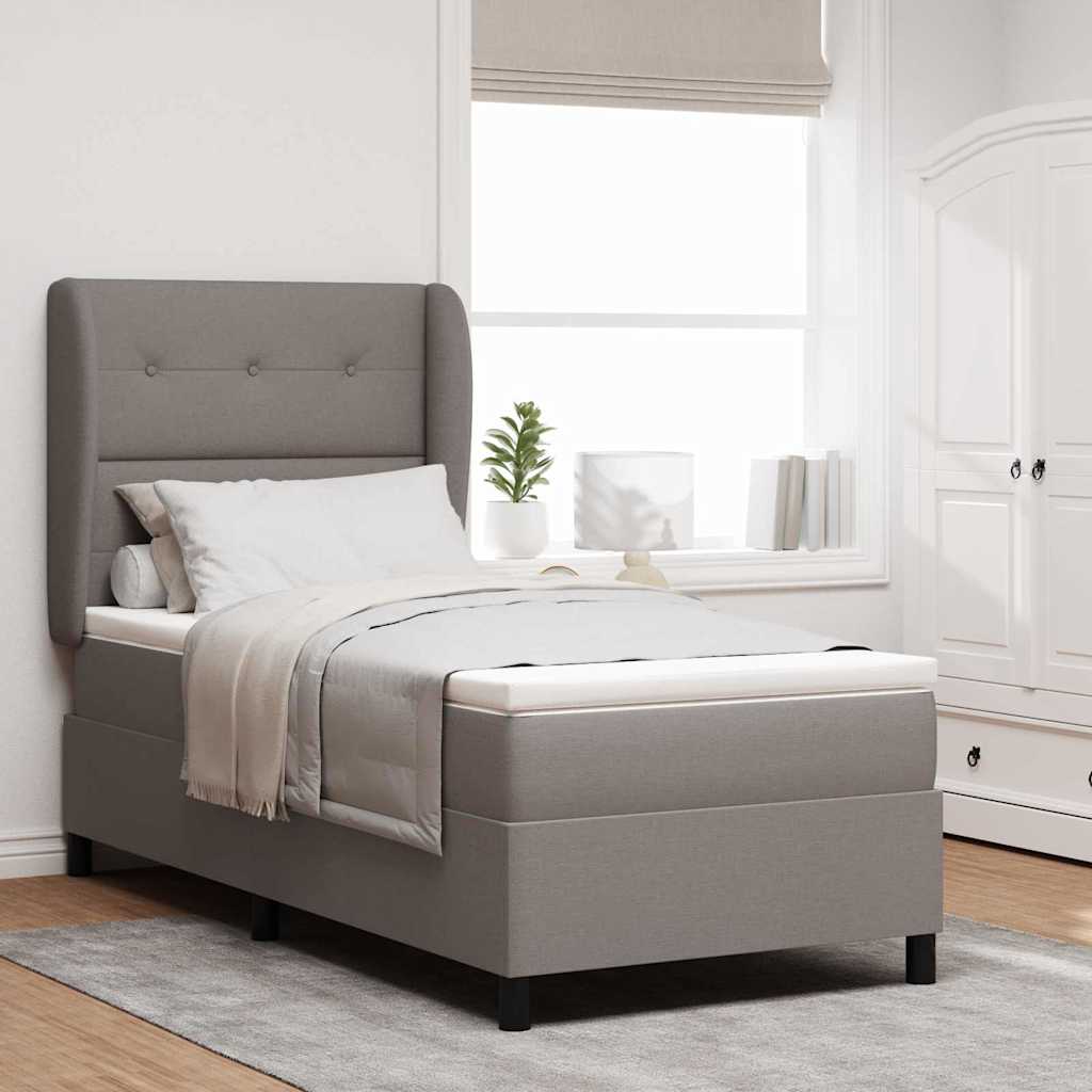 vidaXL Κρεβάτι με ελατήρια με στρώμα Taupe 90 x 200 cm ύφασμα
