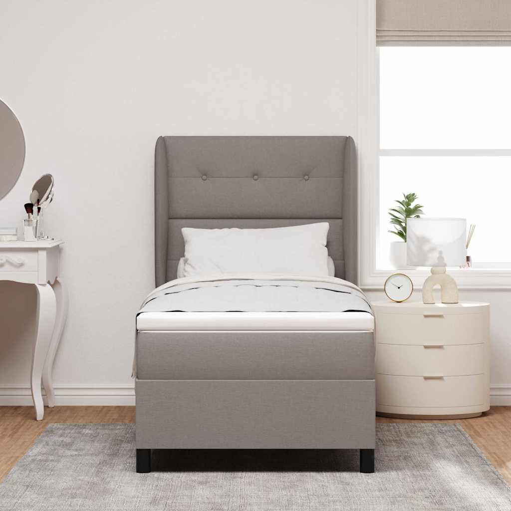 vidaXL Κρεβάτι με ελατήρια με στρώμα Taupe 90 x 200 cm ύφασμα