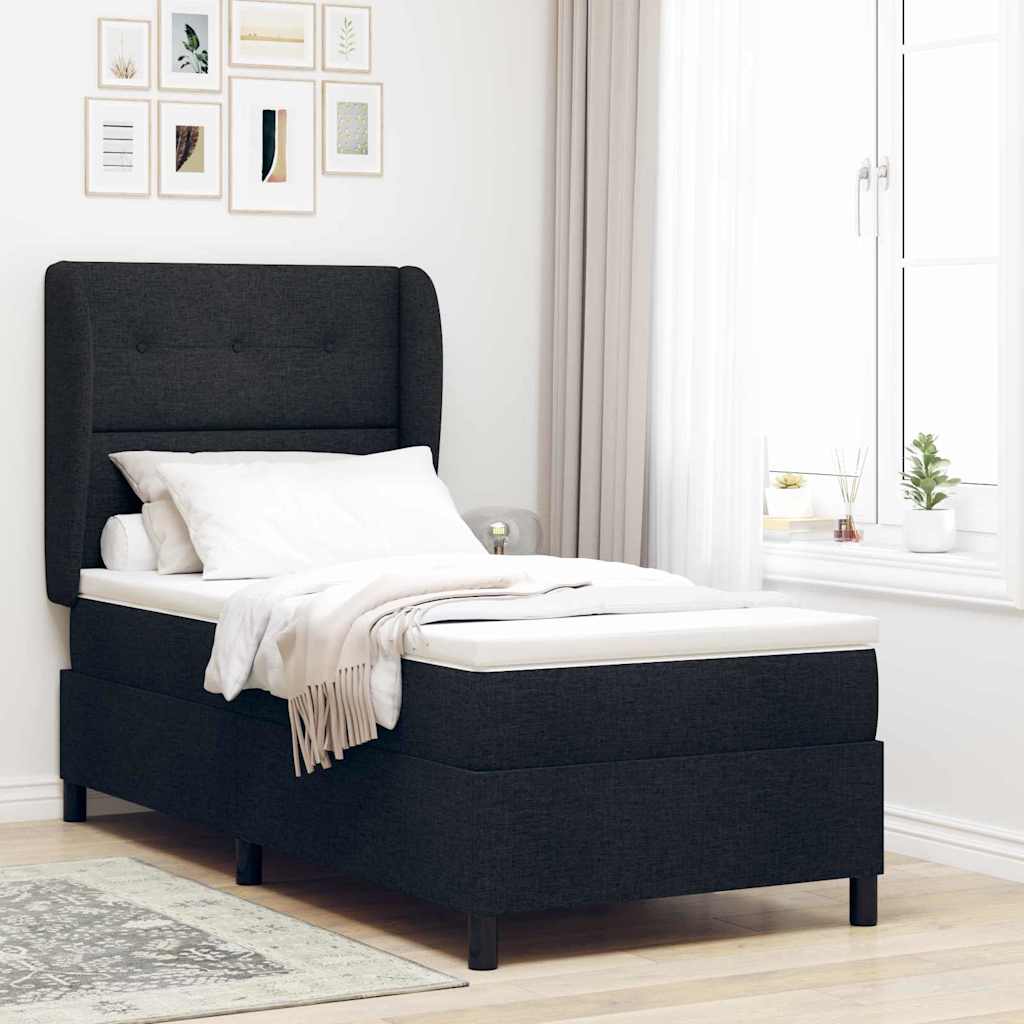 vidaXL Κρεβάτι με ελατήρια με κεφαλάρι Μαύρο 100 x 200 cm ύφασμα