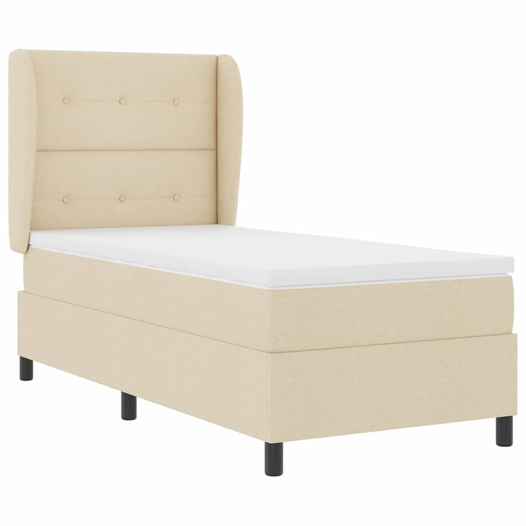 vidaXL Κρεβάτι με ελατήρια με κεφαλάρι Κρεμ 100 x 200 cm ύφασμα
