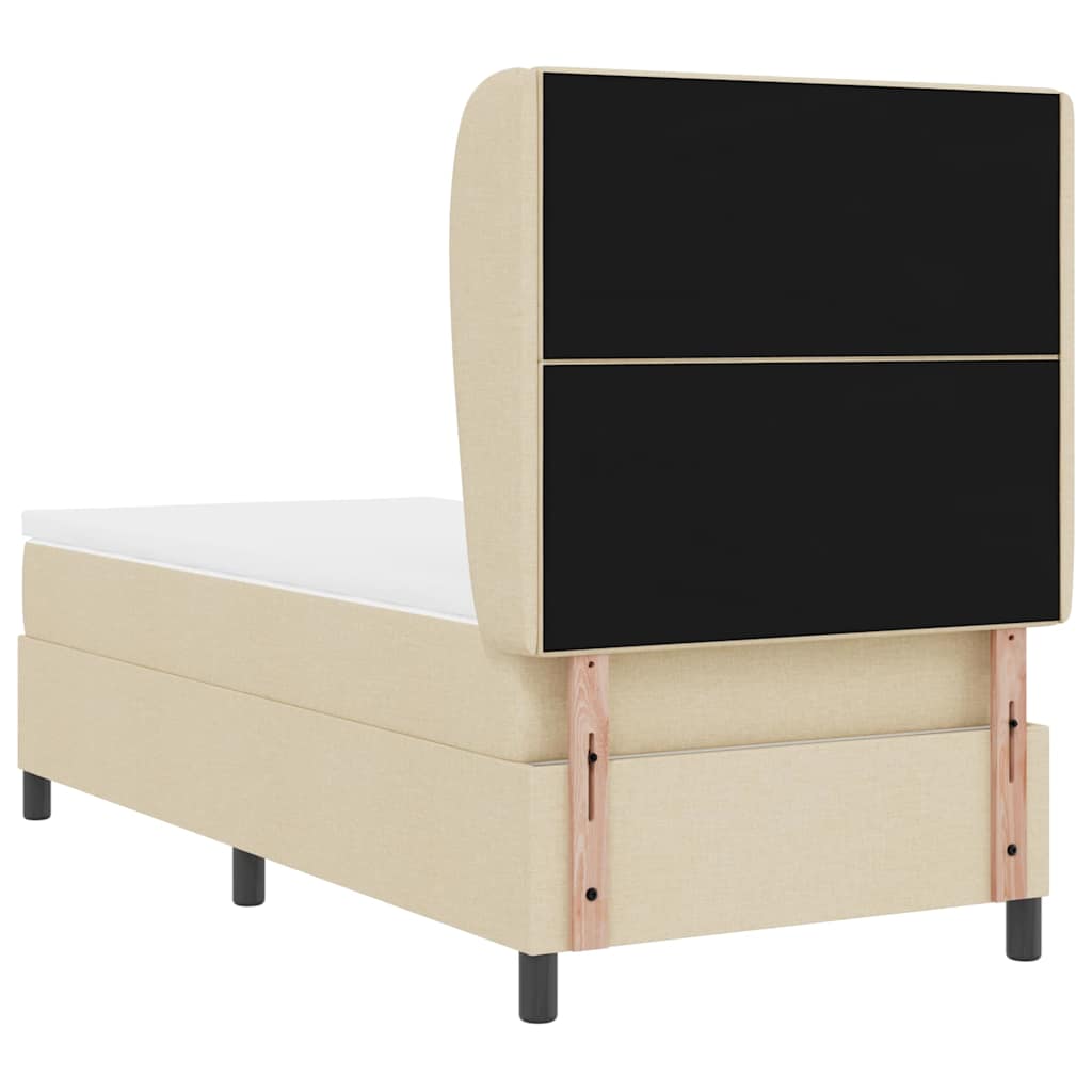 vidaXL Κρεβάτι με ελατήρια με κεφαλάρι Κρεμ 100 x 200 cm ύφασμα
