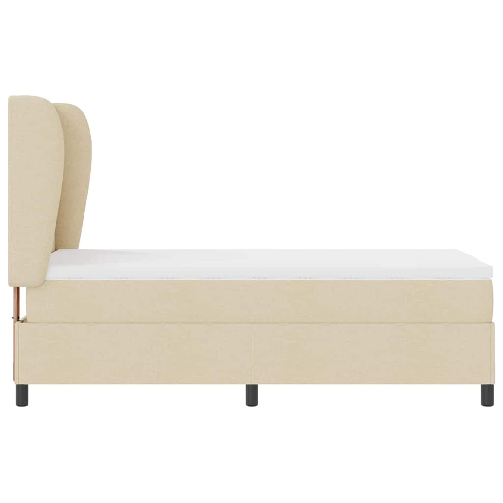 vidaXL Κρεβάτι με ελατήρια με κεφαλάρι Κρεμ 100 x 200 cm ύφασμα