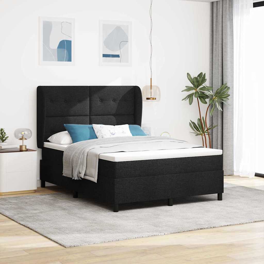 vidaXL Κρεβάτι με ελατήρια με κεφαλάρι Μαύρο 140 x 190 cm ύφασμα