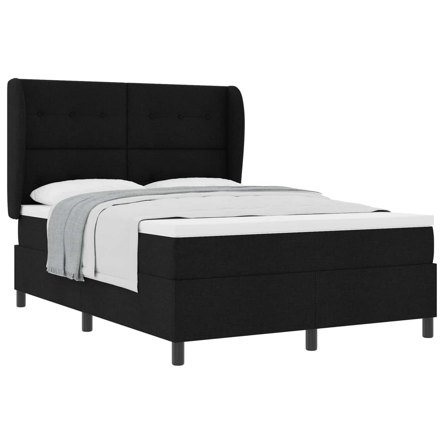 vidaXL Κρεβάτι με ελατήρια με κεφαλάρι Μαύρο 140 x 190 cm ύφασμα