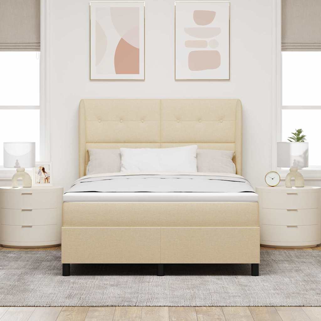 vidaXL Κρεβάτι με ελατήρια με στρώμα Κρεμ 140 x 190 cm ύφασμα