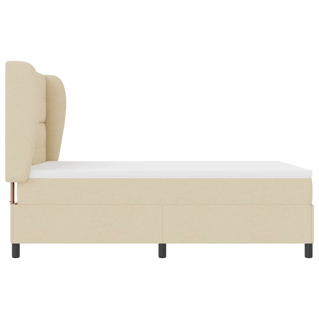 vidaXL Κρεβάτι με ελατήρια με στρώμα Κρεμ 140 x 190 cm ύφασμα