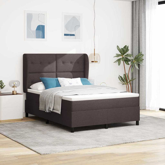 vidaXL Κρεβάτι με ελατήρια Σκούρο καφέ Σκούρο καφέ 140 x 200 cm ύφασμα