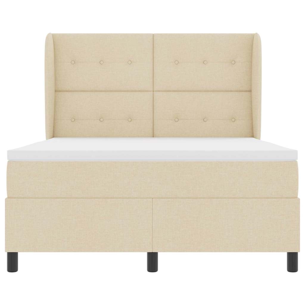 vidaXL Κρεβάτι με ελατήρια με κεφαλάρι Κρεμ 140 x 200 cm ύφασμα