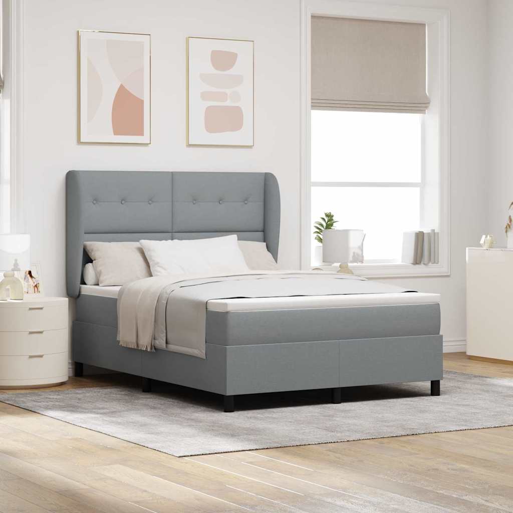 vidaXL Κρεβάτι με ελατήρια Ανοιχτό γκρι 160 x 200 cm ύφασμα