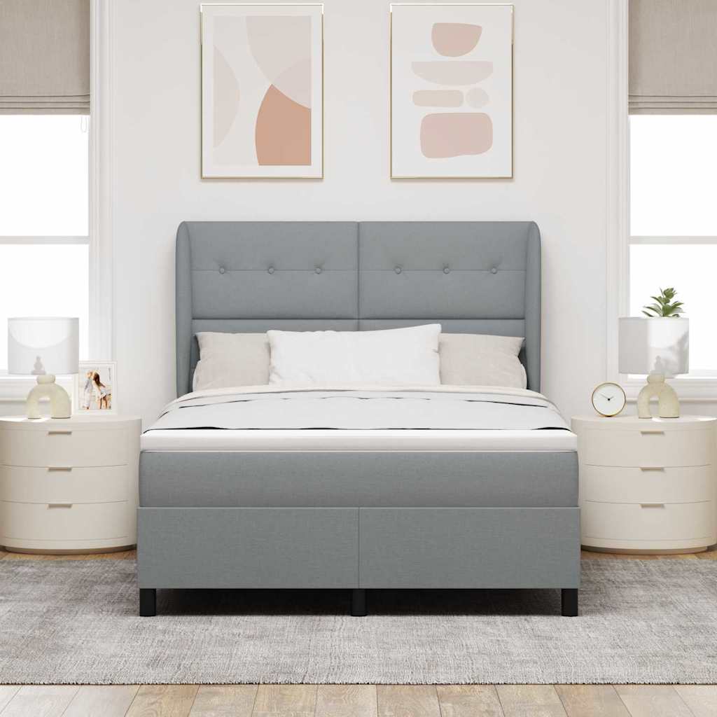vidaXL Κρεβάτι με ελατήρια Ανοιχτό γκρι 160 x 200 cm ύφασμα