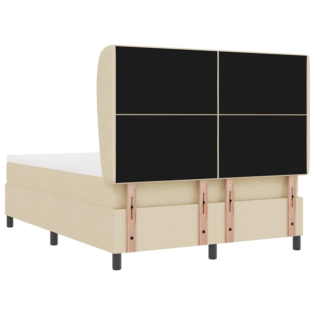 vidaXL Κρεβάτι με ελατήρια με κεφαλάρι Κρεμ 160 x 200 cm ύφασμα