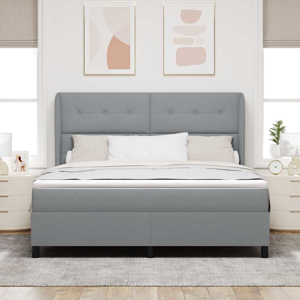 vidaXL Κρεβάτι με ελατήρια Ανοιχτό γκρι 180 x 200 cm ύφασμα