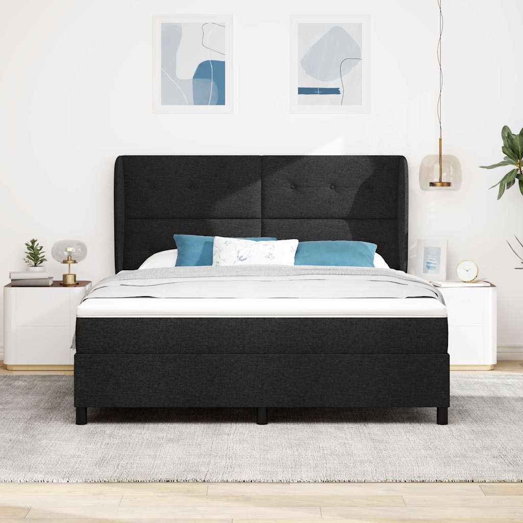 vidaXL Κρεβάτι με ελατήρια με κεφαλάρι Μαύρο 180 x 200 cm ύφασμα