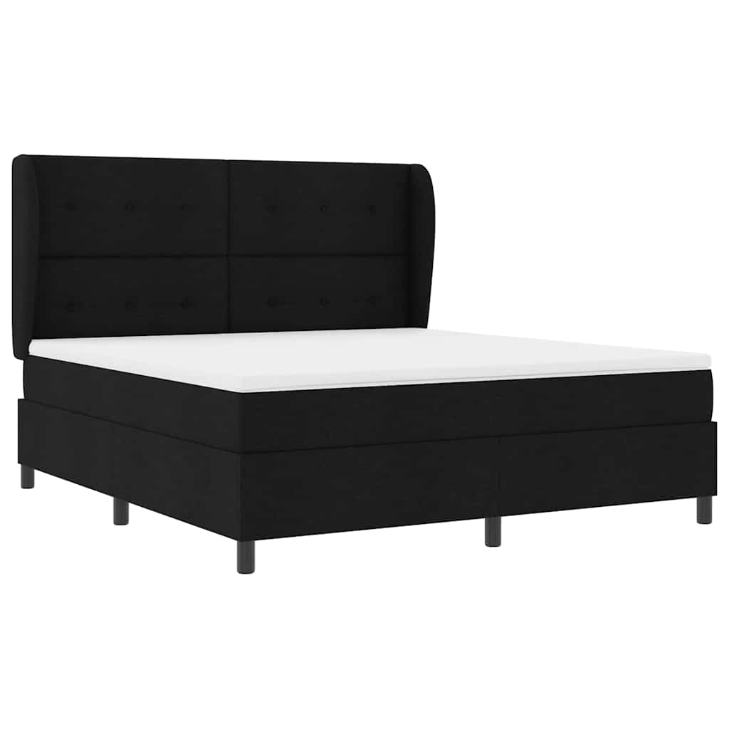 vidaXL Κρεβάτι με ελατήρια με κεφαλάρι Μαύρο 180 x 200 cm ύφασμα