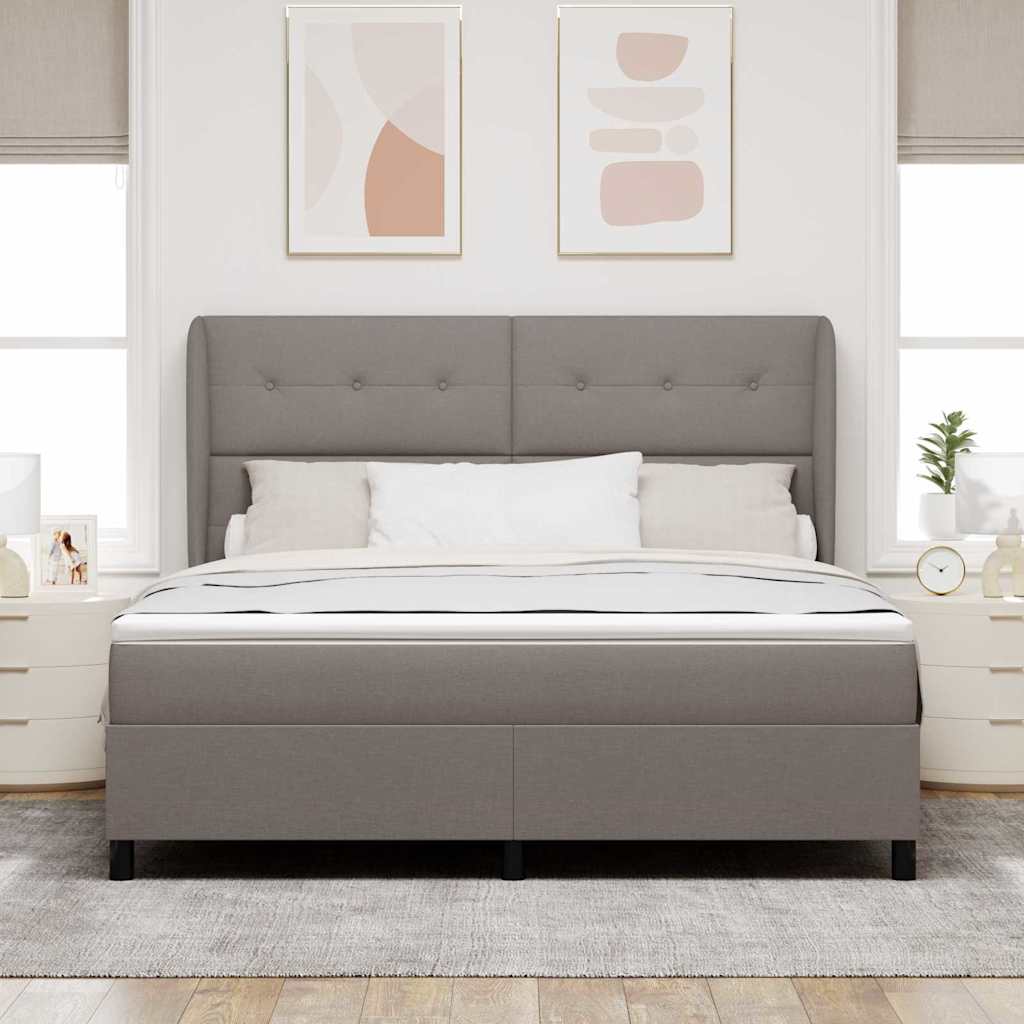 vidaXL Κρεβάτι με ελατήρια με κεφαλάρι Taupe 180 x 200 cm ύφασμα