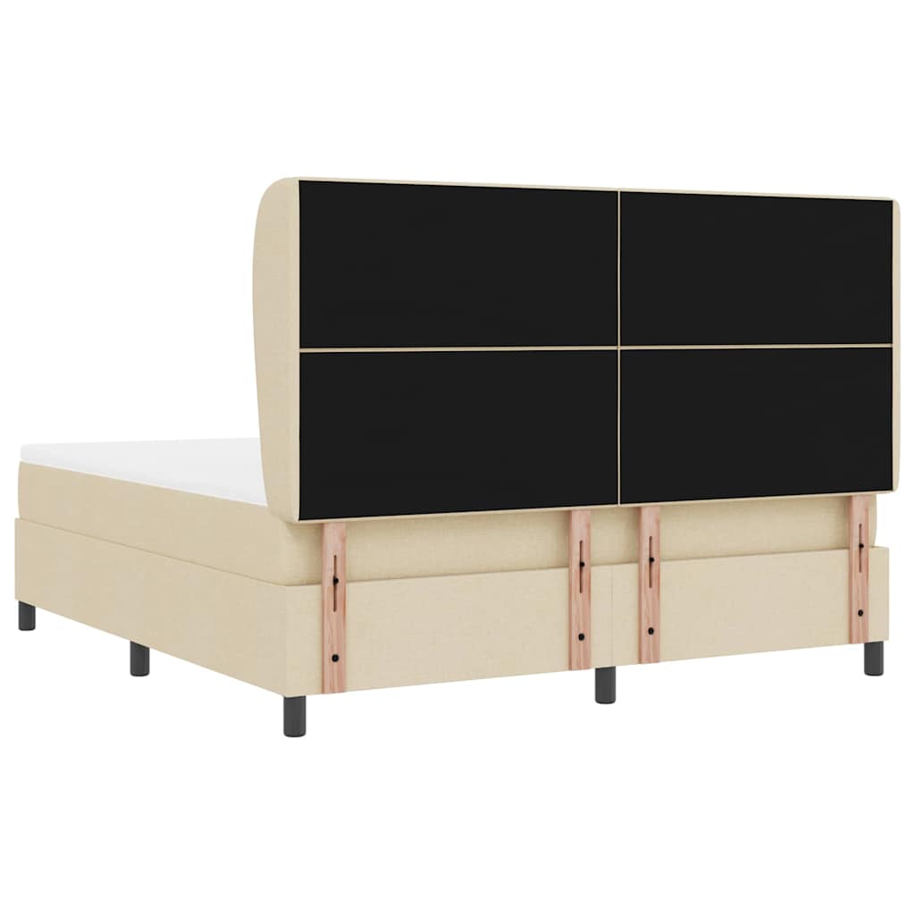 vidaXL Κρεβάτι με ελατήρια με κεφαλάρι Κρεμ 180 x 200 cm ύφασμα