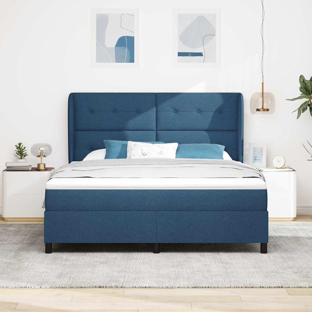vidaXL Κρεβάτι με ελατήρια με κεφαλάρι Μπλε 180 x 200 cm ύφασμα