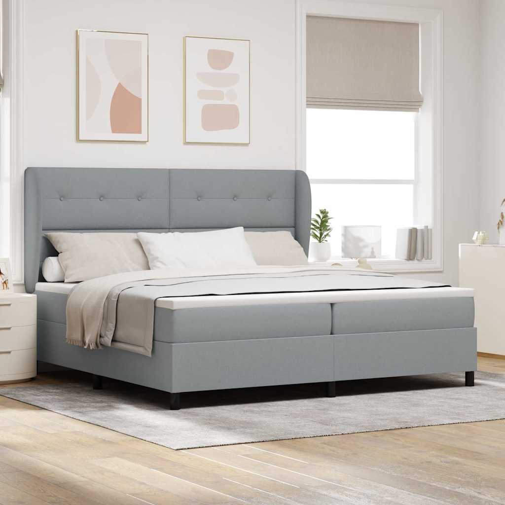 vidaXL Κρεβάτι με ελατήρια Ανοιχτό γκρι 200 x 200 cm ύφασμα