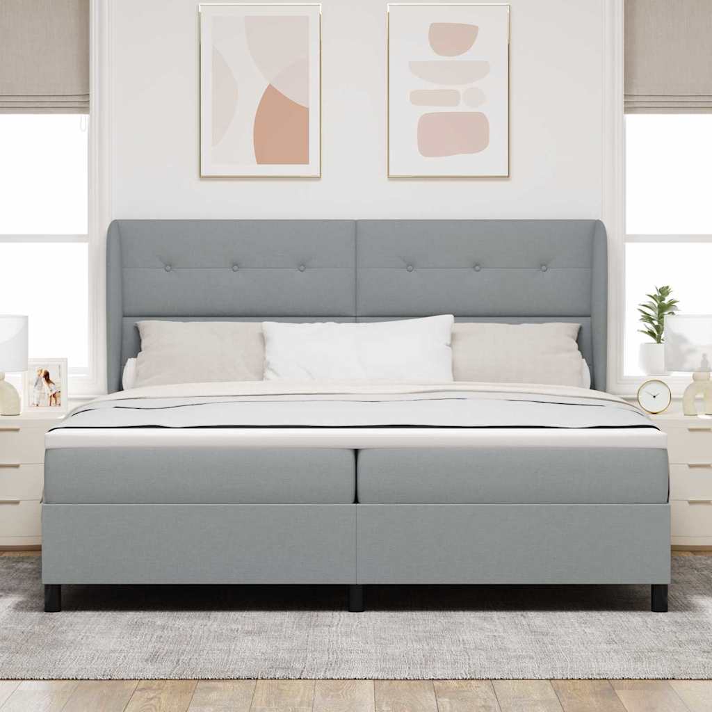 vidaXL Κρεβάτι με ελατήρια Ανοιχτό γκρι 200 x 200 cm ύφασμα