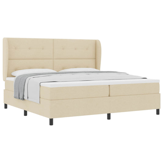 vidaXL Κρεβάτι με ελατήρια με κεφαλάρι Κρεμ 200 x 200 cm ύφασμα